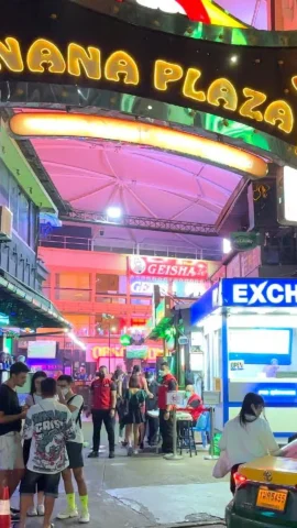 Entrance to Nana Plaza in Bangkok at night