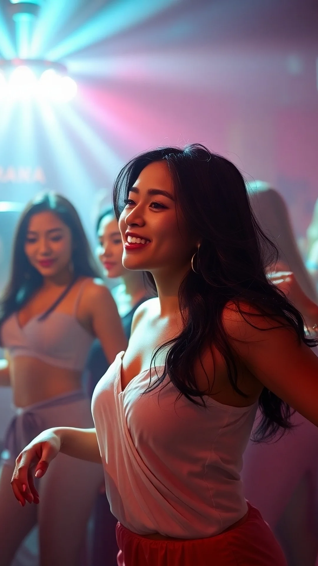 AI scene of women dancing in a club